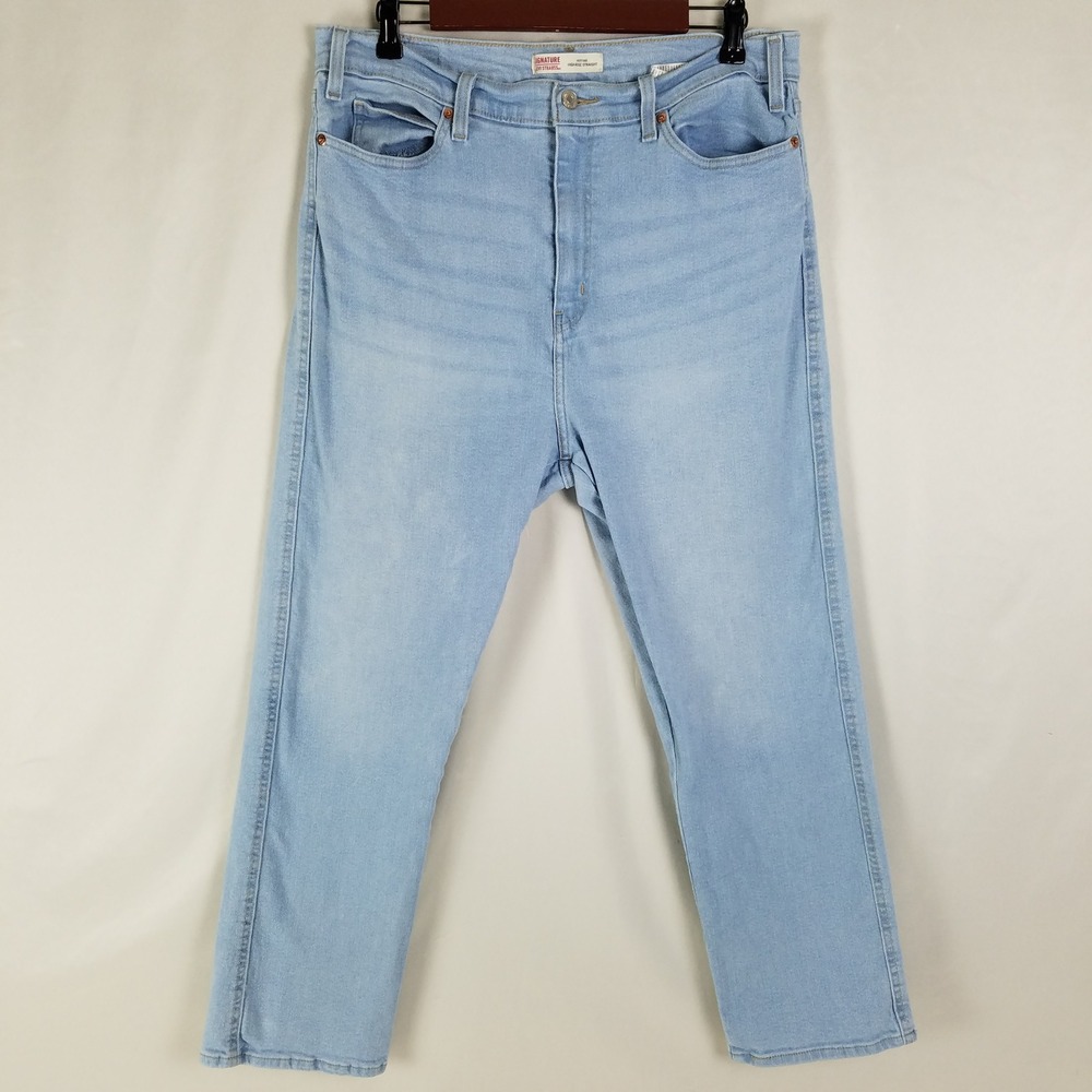 Signature Levis Heritage High Rise‎ Straight Jeans Light Wash Womens Size 16 W33